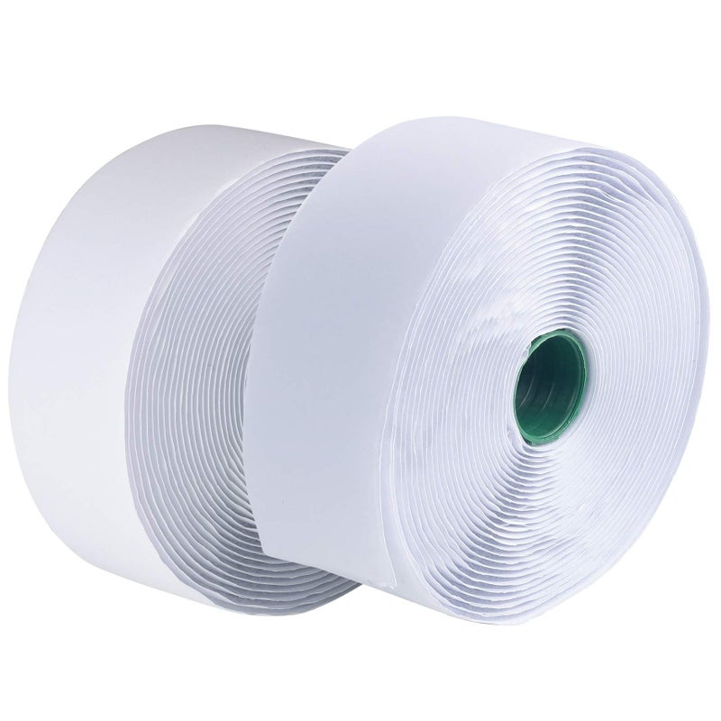 LLPT Hook and Loop Tape 2 Inch x 23 Feet Each Roll Heavy Duty Adhesive Industrial Strength Hook Loop Strip Mounting Tape for Indoor and Outdoor White (HTW230) - Image 1